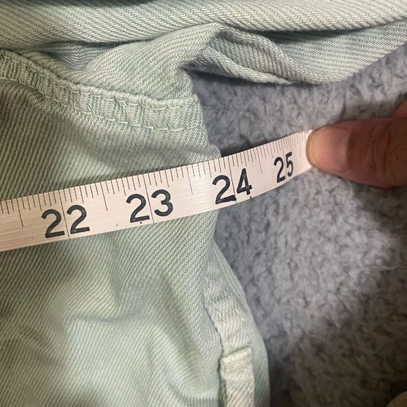 Zara Men’s Denim Jacket Button Up White and Mint Medium - Picture 7 of 7